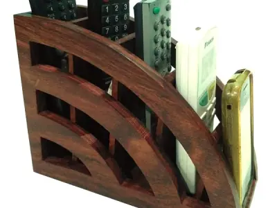 AS HOME CRAFT Handcrafted Wooden Remote Stand - Medium Size, Brown, Inside | Inside