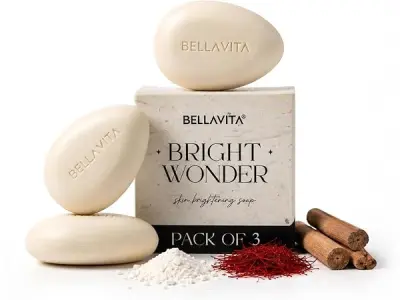 BELLAVITA Bright Wonder Brightening Soap | Pack of 3 x 100Gm | Dark Spot & Pigmentation Reduction | Kojic Acid & Mango Butter | Bathing Soap | Paraben-Free