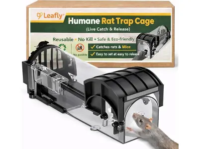 Leafly Rat Trap Cage for House Garden Patio, 32 cm Humane Mouse Trap Enlarged No Kill Reusable