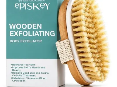 Episkey Dry Skin Body Bath Brush | Natural Bristle Wooden Body Exfoliating Brush | Removes Dead Skin & Impurities, Supports Healthy-Looking Skin, Helps Stimulate Blood Circulation