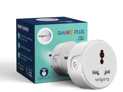 Wipro 10A smart plug with Energy monitoring- Suitable for small appliances like TVs, Electric Kettle, Mobile and Laptop Chargers (Works with Alexa and Google Assistant)