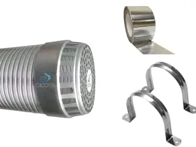 Oicota Chimney Exhaust Pipe Flexible Aluminum Expanded upto 10 ft with Cowl Cover, Tape and 2pcs Clamps (6 Inch, Silver)