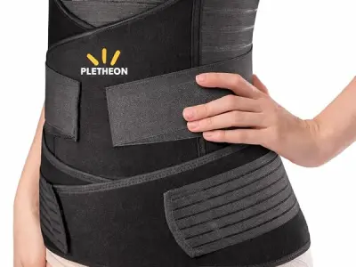 PLETHEON 3-in-1 Postpartum Abdominal Belt for Women – After Delivery Belly, Waist & Pelvis Support | Tummy Compression Shapewear Wrap | Free Size 30–46 Inch | Neoprene Blend | Blac