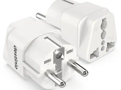 Destinio Universal Europe Travel Adapter Type E/F Schuko Plug Converter 13A 250V, International EU Power Socket for Germany France Spain, Portable European Plug for Mobile Laptop C