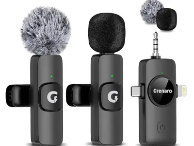 GRENARO Wireless Mic for Youtubers, S11 3 in 1 Wireless Microphone for iPhone/Android/DSLR Camera/USB-C Plug/iPad, Noise Cancellation Mic for Youtubers, Video Recording, 50M Range