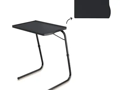 TABLE MAGIC – Multipurpose Height Adjustable Laptop Table Mat Finish, Lap Desk Work from Home & Study Desk Picnic Outdoor Tv Tray (Black, Large, TM Regular)
