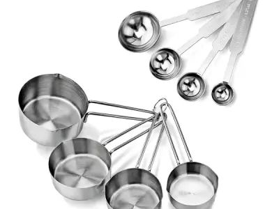 INKULTURE Stainless Steel Measuring Cups & Spoon Combo for Dry or Liquid/Kitchen Gadgets for Cooking & Baking Cakes/Measuring Cup Set Combo with Handles (Set of 4 Cups & 4 Spoons)