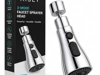 360° Rotating Kitchen Tap Extender, Flexible Faucet Attachment with 2/3 Mode Spray Head, Universal Splash Filter Aerator, Chrome Plated Sink Tap Extension for Kitchen & Bathroom (S
