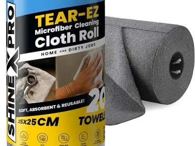 ShineXPro Microfiber Cleaning Cloth Roll, 20Pcs, 4000 Times Washable - 10X Cheaper Than Paper Kitchen Towel Roll - Ultra Absorbent Lint Free Microfiber Cleaning Cloth for Kitchen -