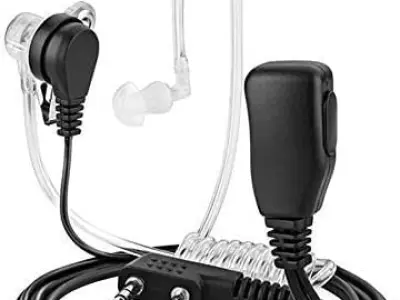 Artek Air Acoustic Tube Covert Earpiece with Throat Microphone | Wired 2-Pin Audio Connector | Compatible with Baofeng UV-5R BF-888S and Other Two-Way Radios | Surveillance and Sec