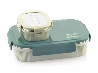 WARMEO MICROMATE Microwave-Safe Stainless Steel Lunch Box, Bpa Free, Perfect for Office, School, Travelling, Combo(800ml+150 ml),Green