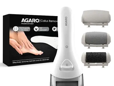 AGARO CR3001 Callus Remover with 3 Interchangeable Head Rollers, Rechargeable for Foot Care, Callus & Dead Skin Removal