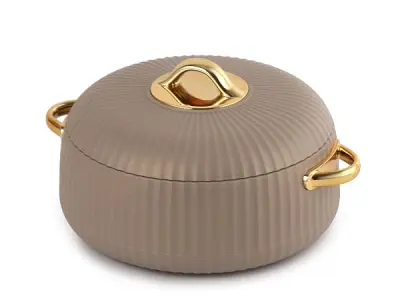 CELLO Aurum Insulated Casserole Hot Pot For Kitchen 1250 ml Brown | Easy to Serve Lightweight Outdoor Safe Keeps Food Hot and Warm Airtight Insulated Casserole Hot Pot Pack Set For