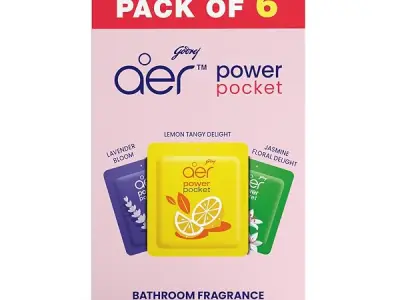 Godrej aer Power Pocket | Bathroom freshener – Assorted Pack of 6 | Lasts up to 30 days | Toilet freshener, 60g