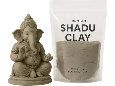 1Kg Natural Shadu Clay for Eco-Friendly Ganesha Idols – 100% Organic, Chemical-Free & Ready-to-