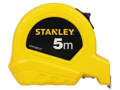STANLEY STHT36127-812 5-Meter Plastic Short Measuring Tape for Home, DIY, Professional & Industrial Use, Push Lock & Automatic Retraction Feature, Ideal for Wood & Concrete Measure