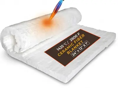 SONRET Ceramic Fiber Blanket 24"x12"x1" – 128 kg/m3 Density – Pack of 1 | 1425 ℃ Fiber Insulated Blanket for High Temperature Use - Easy to Cut Thermal Protection – for Pizza Oven,