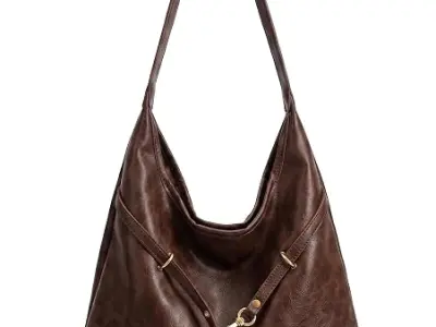 Women's Vintage PU Leather Hobo Bag - Large Capacity Slouchy Shoulder Handbag with Adjustable Buckle Strap - Stylish Casual Tote for Work, Travel & Daily Use