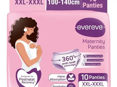 Evereve Maternity Period Panties for Women, (XXL-XXXL), 10 Pcs, Postpartum Heavy Flow Bleeding, 360 Degree Leak Protection, 3X Absorption, Soft Breathable Disposable Panties for Po