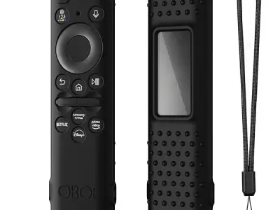 OBOE Silicone TV Remote Cover for Samsung Smart TV TM-2360 E, Black | 2023 Model, Protective Case, Open Key Design, Lanyard Included, Remote Not Included