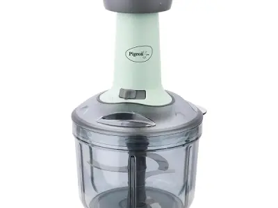 Pigeon Press Chopper 900ml, Manual Hand Press Push Chopper with 3 Blades for Effortless Chopping Vegetables & Fruits, Green