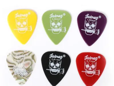 Juarez JAP60 Guitar Plectrums Pick Set (6 Pieces) | Multi-Thickness 0.46mm–1.50mm | Celluloid & ABS Picks | For Acoustic & Electric Guitar | Colours Random