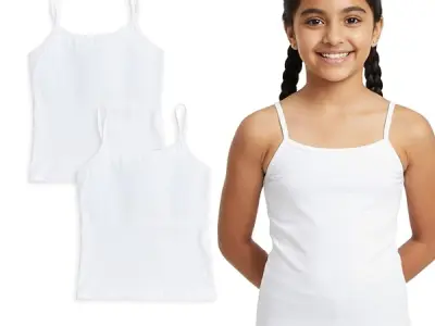 YouGotPlanB Cotton Padded Camisole | Pack of 2 | Ages 8-16 Years | Built-in Light Padding | Full Coverage | Ideal for School