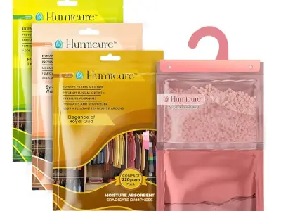 Humicure Moisture Absorber Dehumidifier | 500ml Absorption Capacity | Prevents Mold, Dampness & Odor in Wardrobe, Bathroom, Kitchen & Bedroom | 220g x 3 (Fragrance Combo)