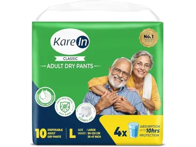 Karein Classic Adult Diaper Pant L Size, Large, Waist (90-120 cm 35'-47'), 10 Unit, Long Protec