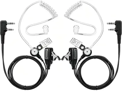 ZORBES 2 Pack Walkie Talkies Earpiece with Mic Radio Earpiece 2 Pin Headset | 2-Pin Mic Headset Earpiece, Walkie Talkie Earpiece with Mic 2 Pin Headset Clear Acoustic Tube Rotatabl