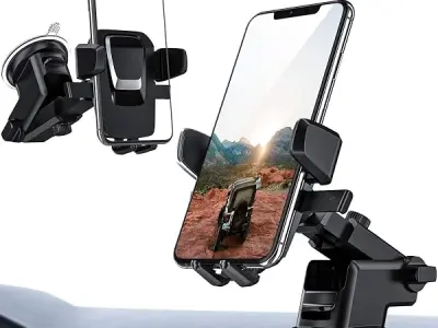 OQTIQ SUCGLES Easy One Touch Car Phone Holder, Dashboard & Windshield Mobile Mount with Suction Cup, Telescopic Arm & 360° Rotation, Universal Stand for iPhone, Samsung & All Smart