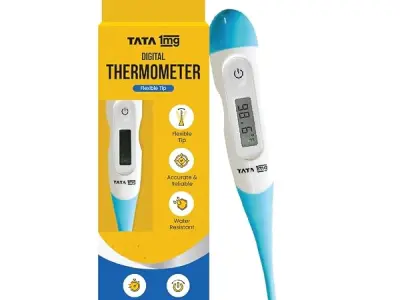 Tata 1mg Flexible Tip Digital Thermometer with One Touch Operation for Children and Adult, Plastic