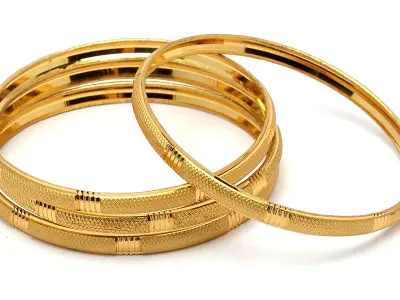 ZENEME Set Of 4 Gold-Plated Classic Textured Handcrafted Bangles