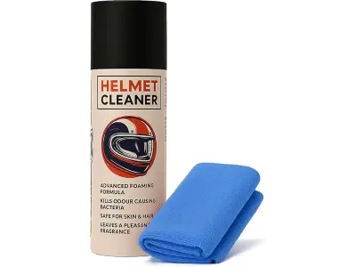 ShineXPro Helmet Cleaner & Microfiber Cloth, Anti-Bacterial Foaming Helmet Cleaning Spray, Safe