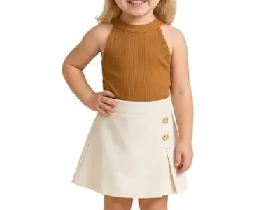 A.T.U.N. (ALL THINGS UBER NICE) Girls Tank Top and Skort Set | Stylish Sleeveless 2 Piece Outfit Set for Kids | Comfortable Soft Fabric Clothing Set for Girls
