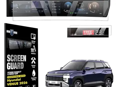 LF Screen Guard For HYUNDAI VENUE 2026 FACELIFT | 12.3 Inch Dual-Screen Infotainment & Instrument Cluster + AC Console Protector Venue 2026 HX2 HX4 HX5 HX6 HX6T HX7 HX8 HX10 N6 N10