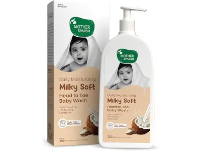 Mother Sparsh Milky Soft Head to Toe Baby Wash & Baby Shampoo-400ml with Milk Protein & Shea Bu