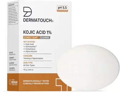 DERMATOUCH Kojic Acid 1% Soap with Glutathione & Alpha Arbutin | Skin Brightening & Tan Removal