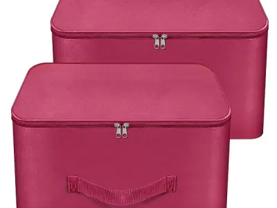 Storite 2 Pack Nylon Wardrobe Bag Underbed Cloth Storage Organizer | Moisture Proof Storage Bag, Storage box for Clothes Saree Bags, Zippered Closure & Handle - Magenta,37x34x23 cm