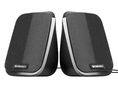 ZEBRONICS Fame, 2.0 USB Computer Speakers, 5 Watts, USB Powered, AUX, Volume Control Pod for PC, Laptops, Desktop
