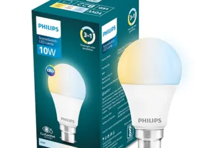 Philips 10-watt LED Bulb|3 Colors in 1 LED Bulb|Scene Switch Bulb for Home & Decoration|Color: Tunable White, Pack of 1, 10 w, b22d