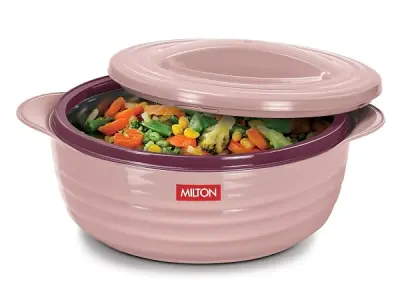MILTON Aspire 1500 Serving Casserole, Double Walled Inner Stainless Steel, PU Insulated Kitchen Hot Pot, Keeps Food hot & Fresh for Roti, Biryani, 1180 ml, Cherry Pink