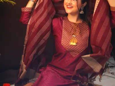 Tibra Attire Women Silk Blend Kurta Pant Dupatta Set