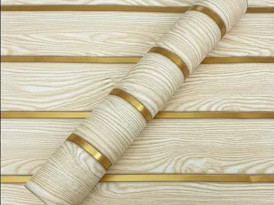 JENTOKA Premium Golden Wooden 3D Peel and Stick Wallpaper Roll 45x300cm | Waterproof PVC Self-Adhesive Vinyl Wall Sticker | Decorative Wood Texture DIY Sheet for Home, Living Room,