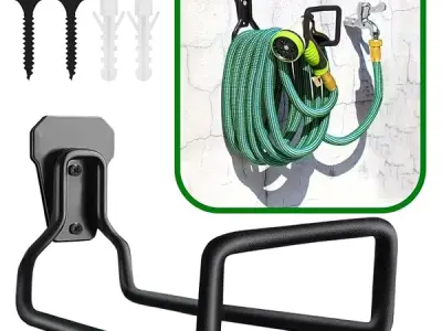ecofynd Garden Hose Hanger, Heavy Duty Wall Mounted Watering Hose Holders, Portable Irrigation Hose Hanger, Garden Pipe Holder Hook (HOSE005-BLK)