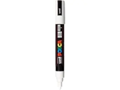 POSCA PC-5M Marker | 1.8-2.5 mm Bullet Shaped Tip (White Ink)