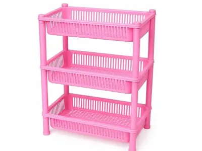 Sulfar Multipurpose Plastic Trolley with Dish Rack for Kitchen Fruit Vegetable Storage Basket Modern Organizer - 3 Layer Stackable Shelf Cart Kitchenware Food, Snacks, Bottles, Toy