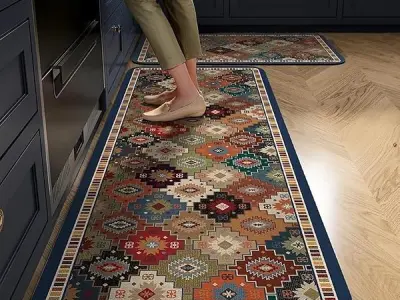 proxin Kitchen Mats for Floor Anti Slip, 2 Pcs Kitchen Mats, Waterproof Memory Foam Kitchen Rugs, Waterproof Standing Runner for Bathroom (Multi1)