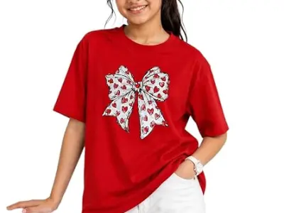 KEESOR Girls Oversize Cotton Printed Treandy Tshirt