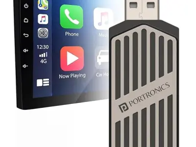 Portronics Tune, 2-in-1 Wireless Car Receiver, Converts Wired Auto Android & CarPlay to Wireless, Bluetooth Connectivity, Only for Cars with OEM Installed Wired Android Auto/CarPla